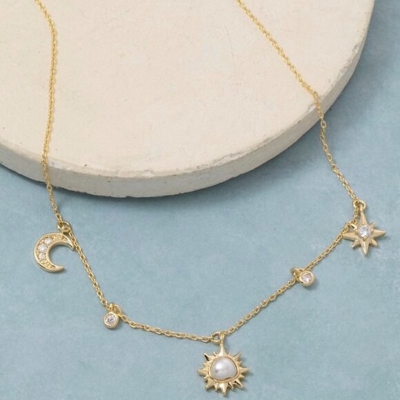 COMING SOON HAILEE SUN AND MOON PEARL CHARM NECKLACE - Picture 1 of 1
